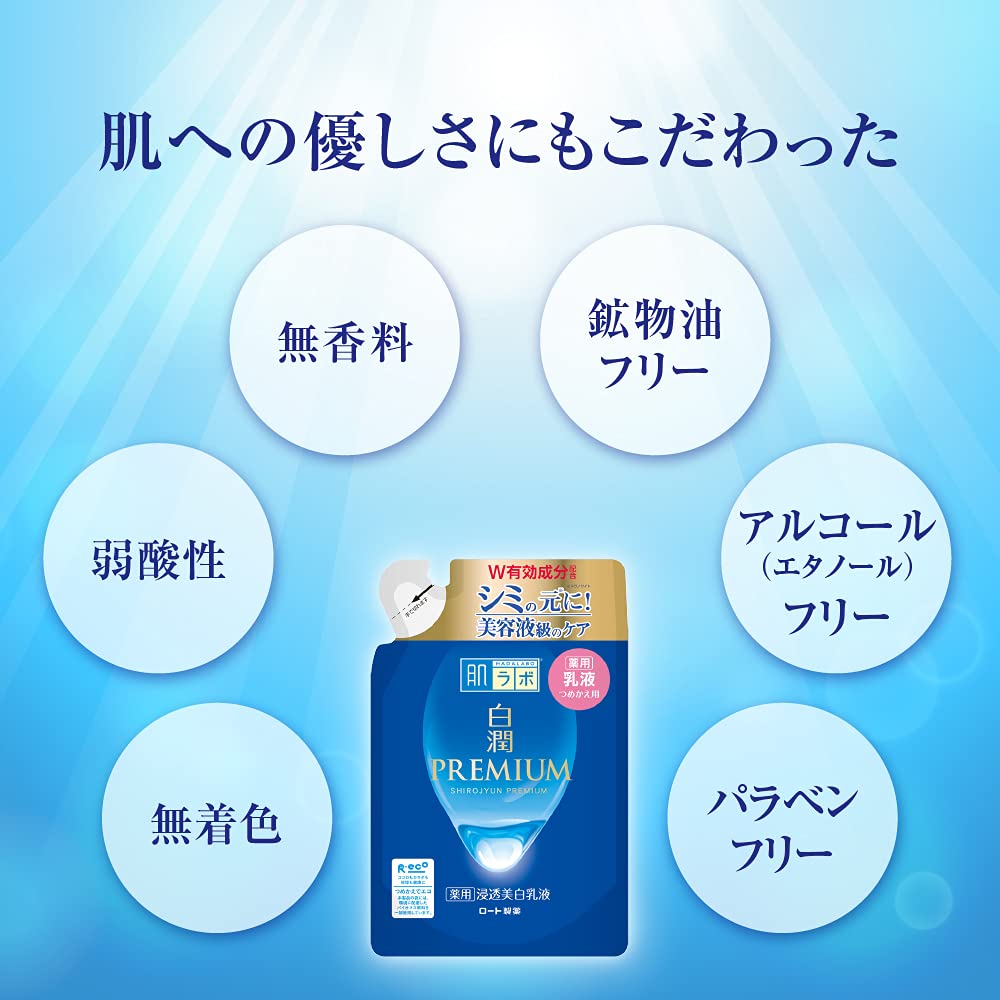 Rohto Hadalabo Shirojun Premium Medicated Penetration Whitening Milky Lotion – 140 ml – Nachfüllpack