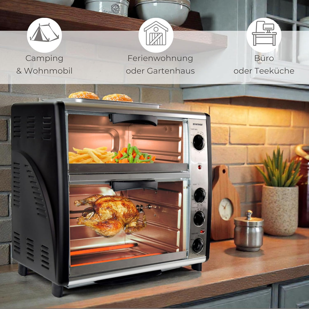 Syntrox 42 l Kleiner Mini Backofen Lollox | Miniofen | Pizzaofen | Pizzabackofen, 42 Liter, inklusiv