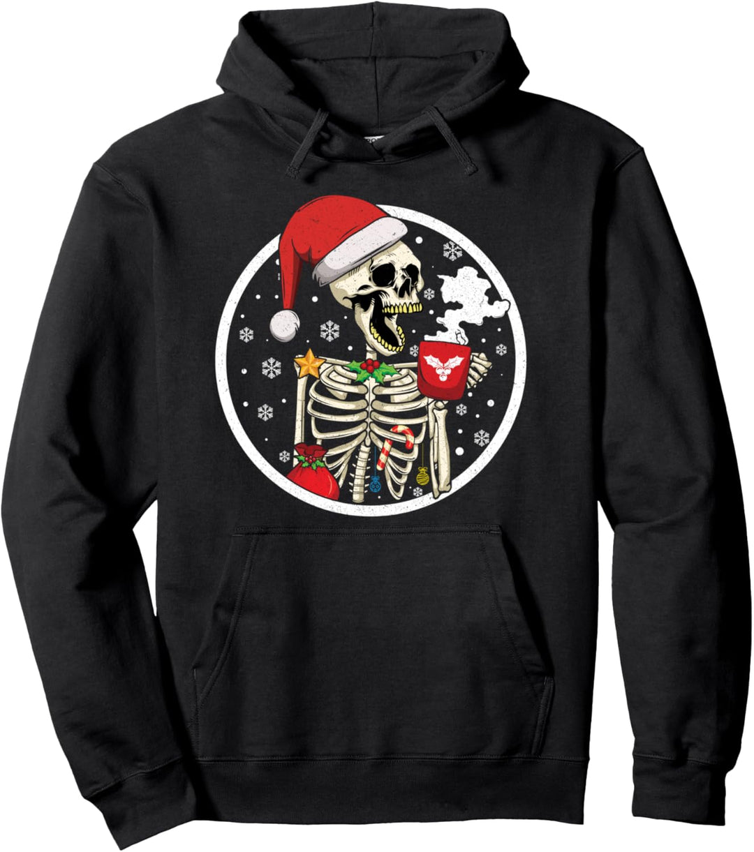 Skelett trinken Schokolade Winter Dezember Weihnachten Pullover Hoodie