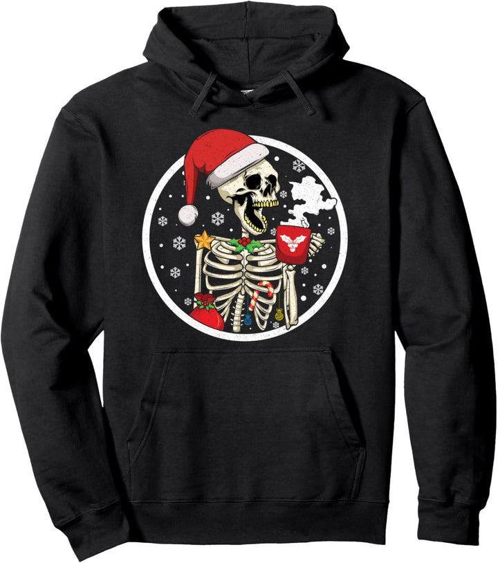Skelett trinken Schokolade Winter Dezember Weihnachten Pullover Hoodie