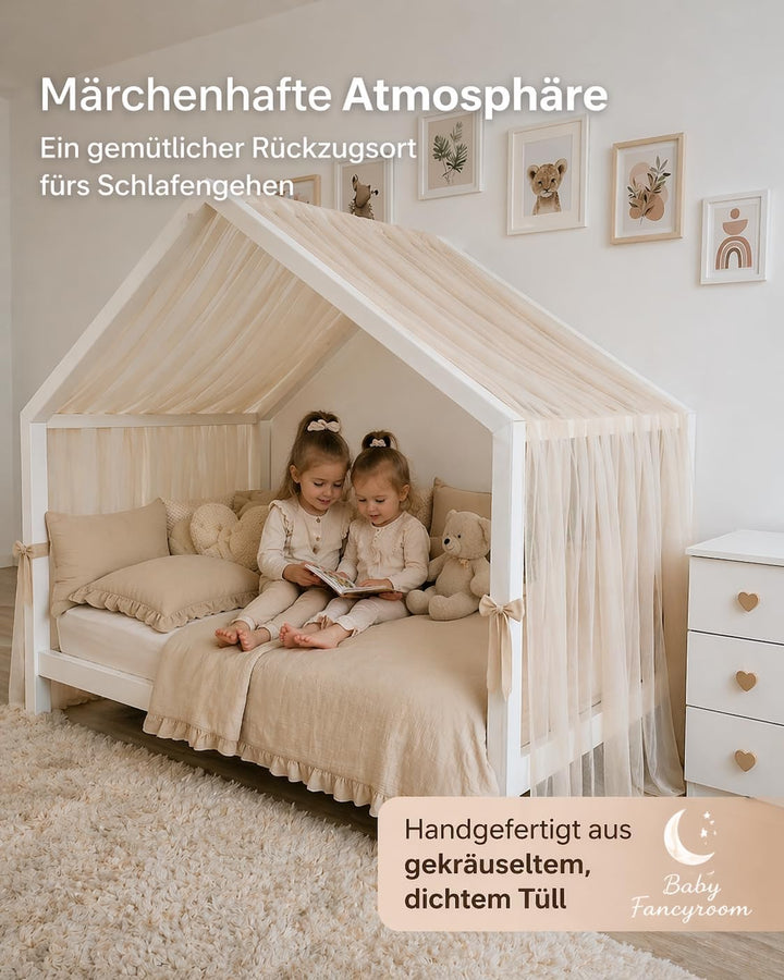 Baby Fancyroom Hausbett Himmel aus Tüll, Handgefertigt, Gekräuselt, Baldachin, Betthimmel für Kinder