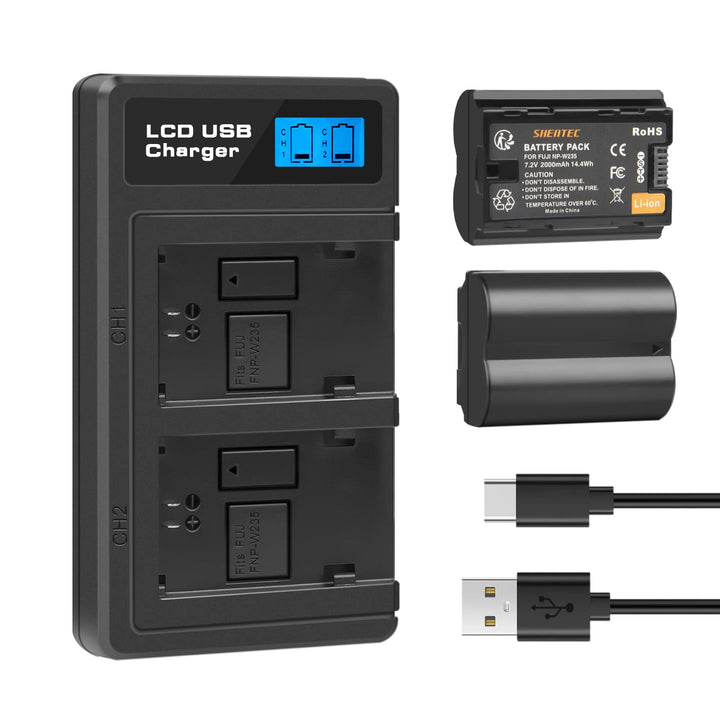 Shentec Li-ion 7.2V 2000mAh Akku für NP-W235 kompatibel mit Fujifilm X-T4 Fujifilm VG-XT4 Fujifilm X