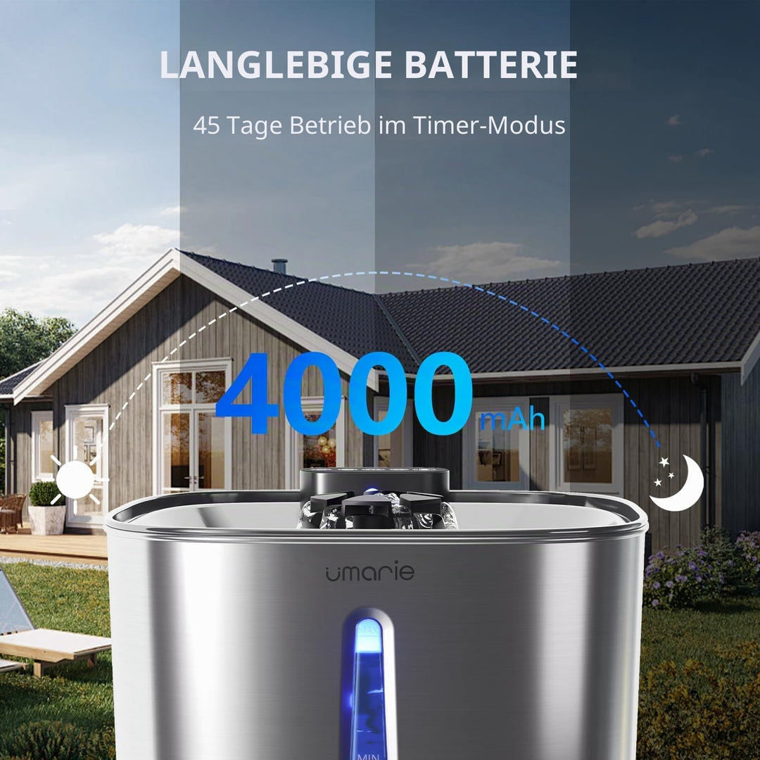 Katzenbrunnen Edelstahl Kabellos,7 Filters,mit Bewegungsmelder - 3,2L Leiser Trinkbrunnen für Katze