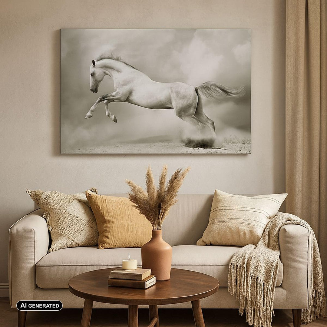 ARTTOR Bilder auf Leinwand 100x70cm Leinwandbild mit Rahmen Pferd Tier Gross Wanddeko Bild Schlafzim