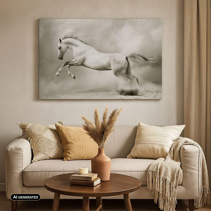 ARTTOR Bilder auf Leinwand 100x70cm Leinwandbild mit Rahmen Pferd Tier Gross Wanddeko Bild Schlafzim