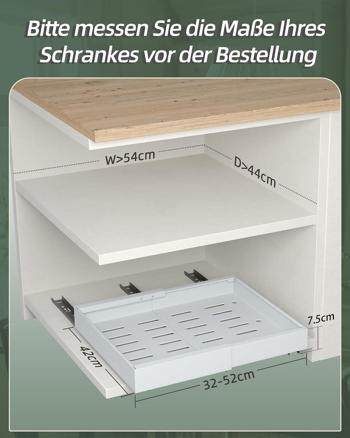 NETEL 2er-Pack Teleskopschublade Ausziehbarer Schubladen Organizer Einstellbare Breite 32-52cm für K