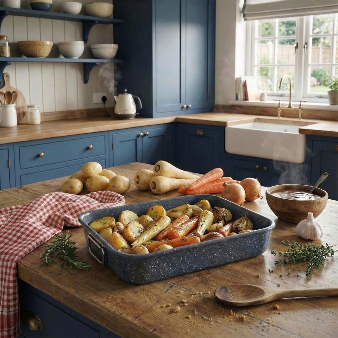 Russell Hobbs 34 cm Bräter & Rost – Nightfall Stone Serie, leicht zu reinigende Antihaftbeschichtung