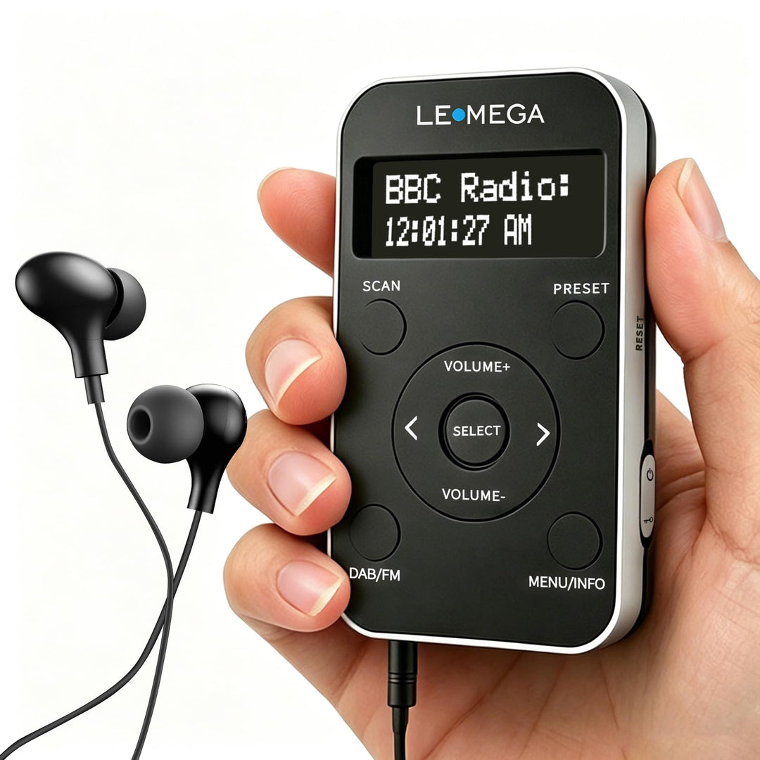 LEMEGA PR1L Taschen-DAB-Radio, FM-Radio, tragbares DAB+-Radio, inkl. Kopfhörer, wiederaufladbare Bat