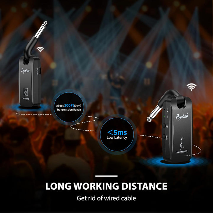 POGOLAB 5,8G Drahtlos Gitarrensystem Gitarre Sender Empfänger für Bass Gitarre, Kabello E Gitarre Wi