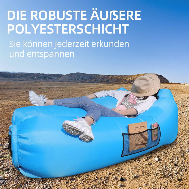 AngLink Luftsofa, 2022 Neu Kissenentwurf Wasserdichtes Aufblasbares Sofa Air Lounger mit 2 Lufteinla