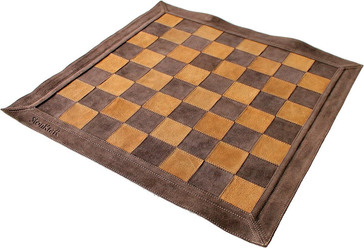 StonKraft 19 "x 19" Echtes Leder Schach - Braune Farbe | Roll-up Schach | Turnier Schach