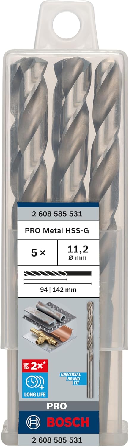 Bosch Professional Metallbohrer HSS-G geschliffen (5 Stück, Ø 11,2 mm) Durchmesser: 11.2/Gesamtlänge