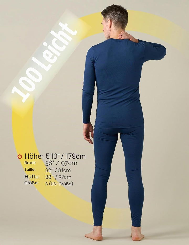 LAPASA Herren Innenfleece Thermounterwäsche Set, Thermounterhemd &amp; Thermohosen Funktionsunterwäsche