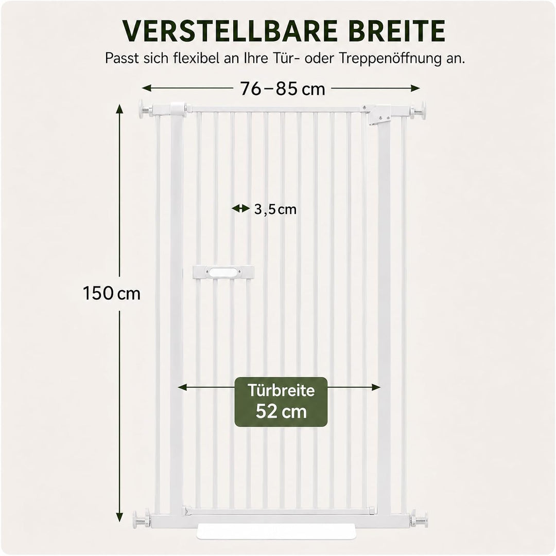 150cm Hohes Haustier Schutzgitter Regulierbare Türhalterung (Weiss), Weiss