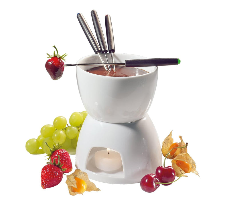 Cilio Schokolade -Fondue-Set 6-teilig, Ø 12 cm, Porzellan, Weiss Fondue-Set 6