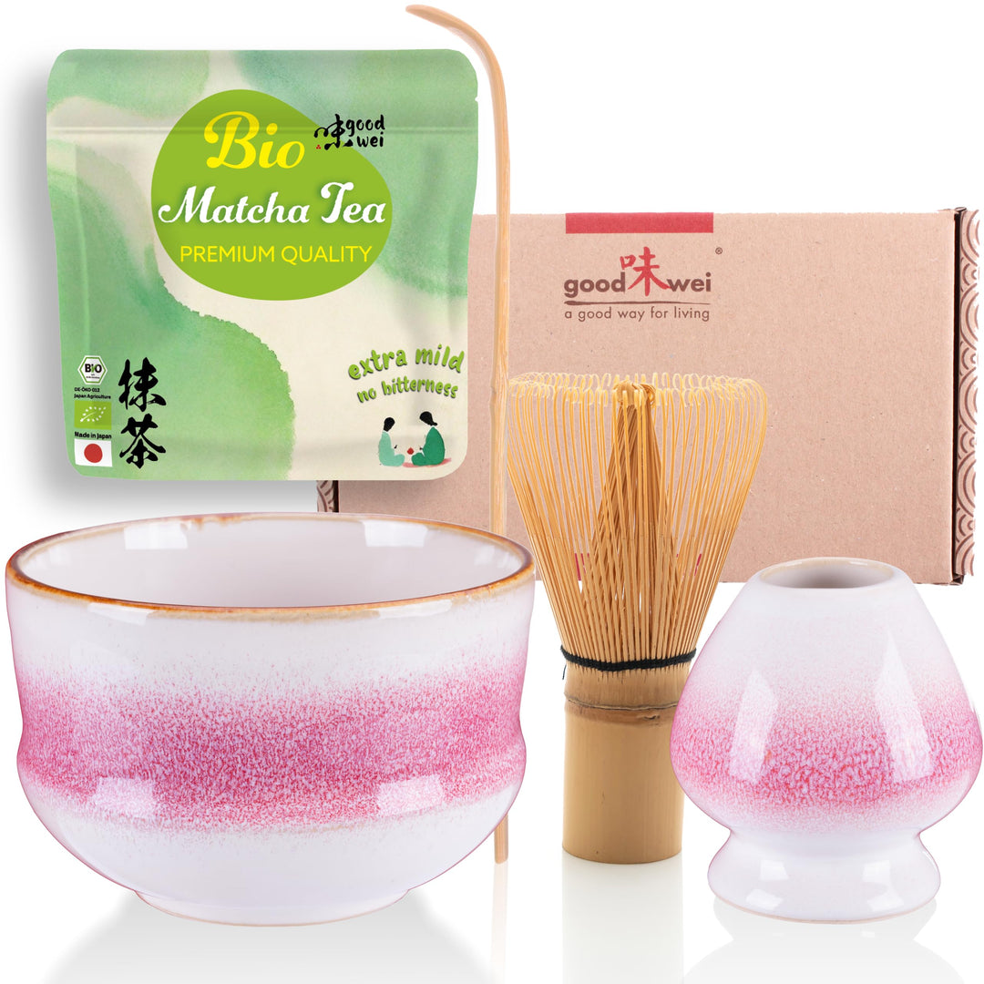 Goodwei BIO Matcha aus Japan im Matcha-Set komplett mit hochwertiger Matcha Schale aus Keramik, Matc