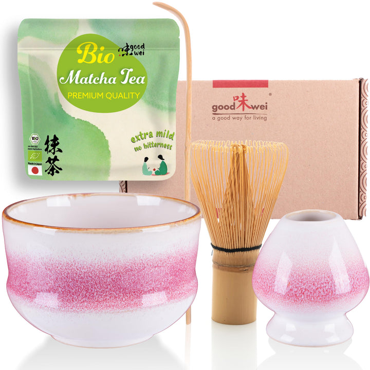 Goodwei BIO Matcha aus Japan im Matcha-Set komplett mit hochwertiger Matcha Schale aus Keramik, Matc