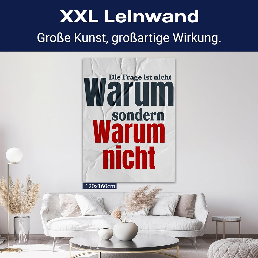 wandmotiv24 Leinwandbild Motivation, 40x30cm, Hochformat, Warum Nicht, Deko, Bilder auf Leinwand, Wa