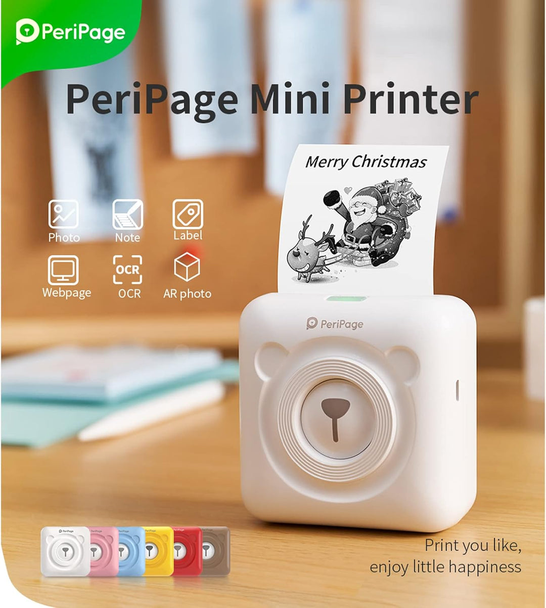 Bisofice PeriPage Mini Fotodrucker für Smartphone Kabelloser BT-Bild-Etiketten-Beleg-Mini Printer Th