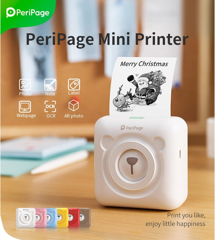 Bisofice PeriPage Mini Fotodrucker für Smartphone Kabelloser BT-Bild-Etiketten-Beleg-Mini Printer Th