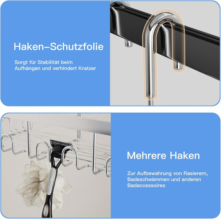 HouseUp Duschablage Zum Hängen Duschregal Ohne Bohren Shampoo Halterung Für Dusche Glastür (weniger