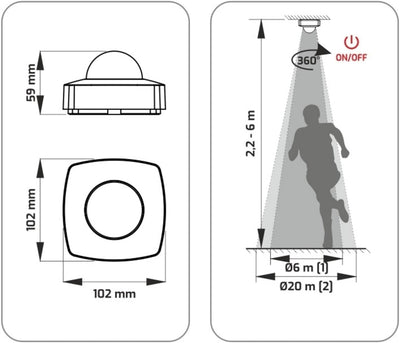 Aufputz Bewegungsmelder IP65, Triple-Sensor-Technik, LED geeignet