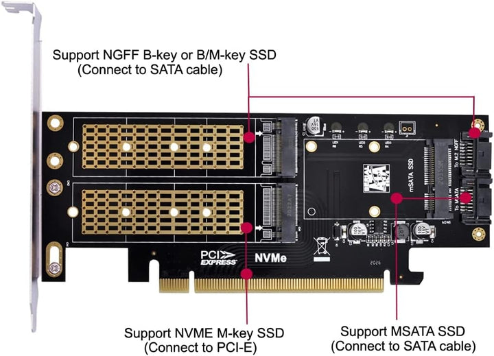 chenyang CY Dual SATA & PCI Express PCI-E 3.0 zu NGFF NVME M.2 MSATA M-Schlüssel B/M-Schlüssel SSD K