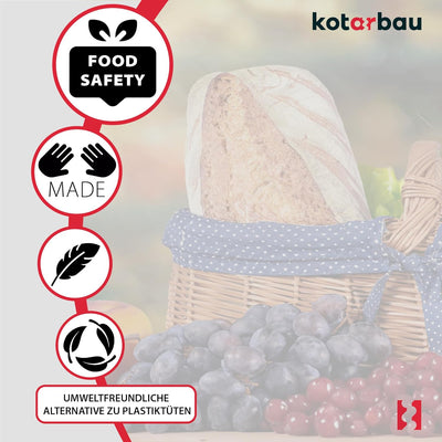 KOTARBAU® Natural Weidenkorb mit Henkel gross | mit Stoffeinlage in Blau | Tragekorb aus Weide Einka