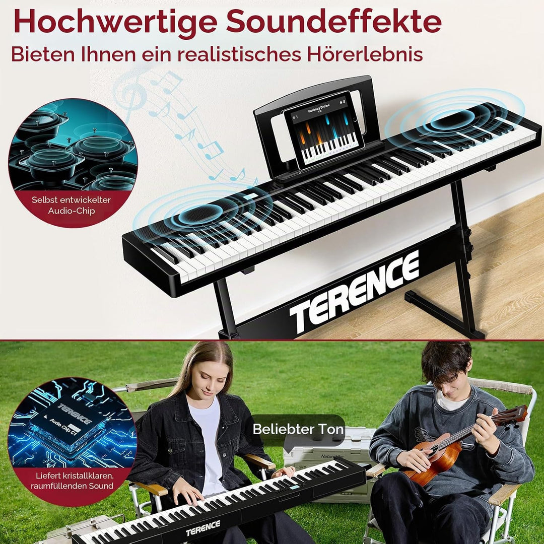 E Piano 88 Tasten: TERENCE Keyboard Piano 10W-Lautsprecher Faltbares E Piano 88 Tasten-Halbgewichtet