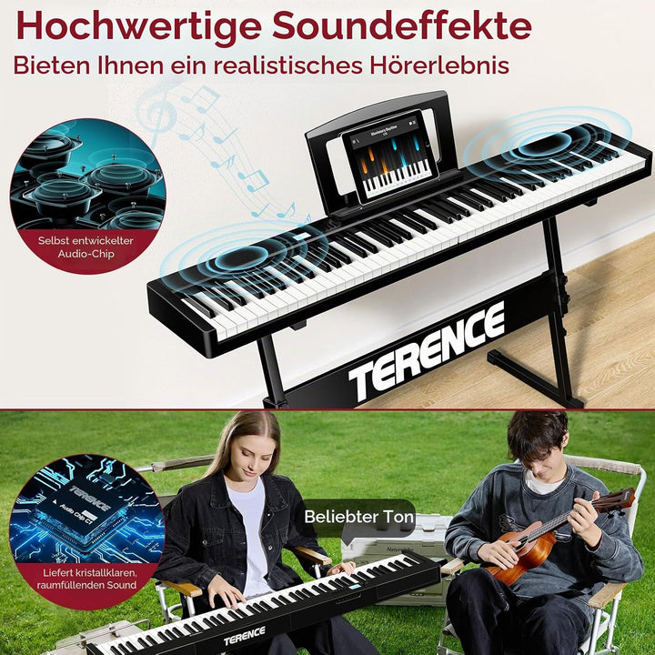 E Piano 88 Tasten: TERENCE Keyboard Piano 10W-Lautsprecher Faltbares E Piano 88 Tasten-Halbgewichtet