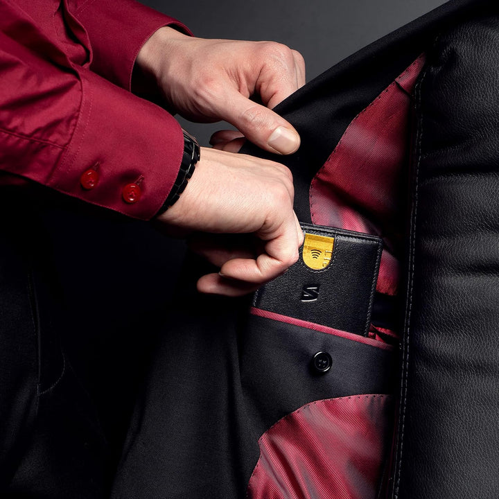 SERASAR | Premium Wallet [Clever] für Herren in schwarz aus Echtleder | 11 Kartenfächer | Wahlweise