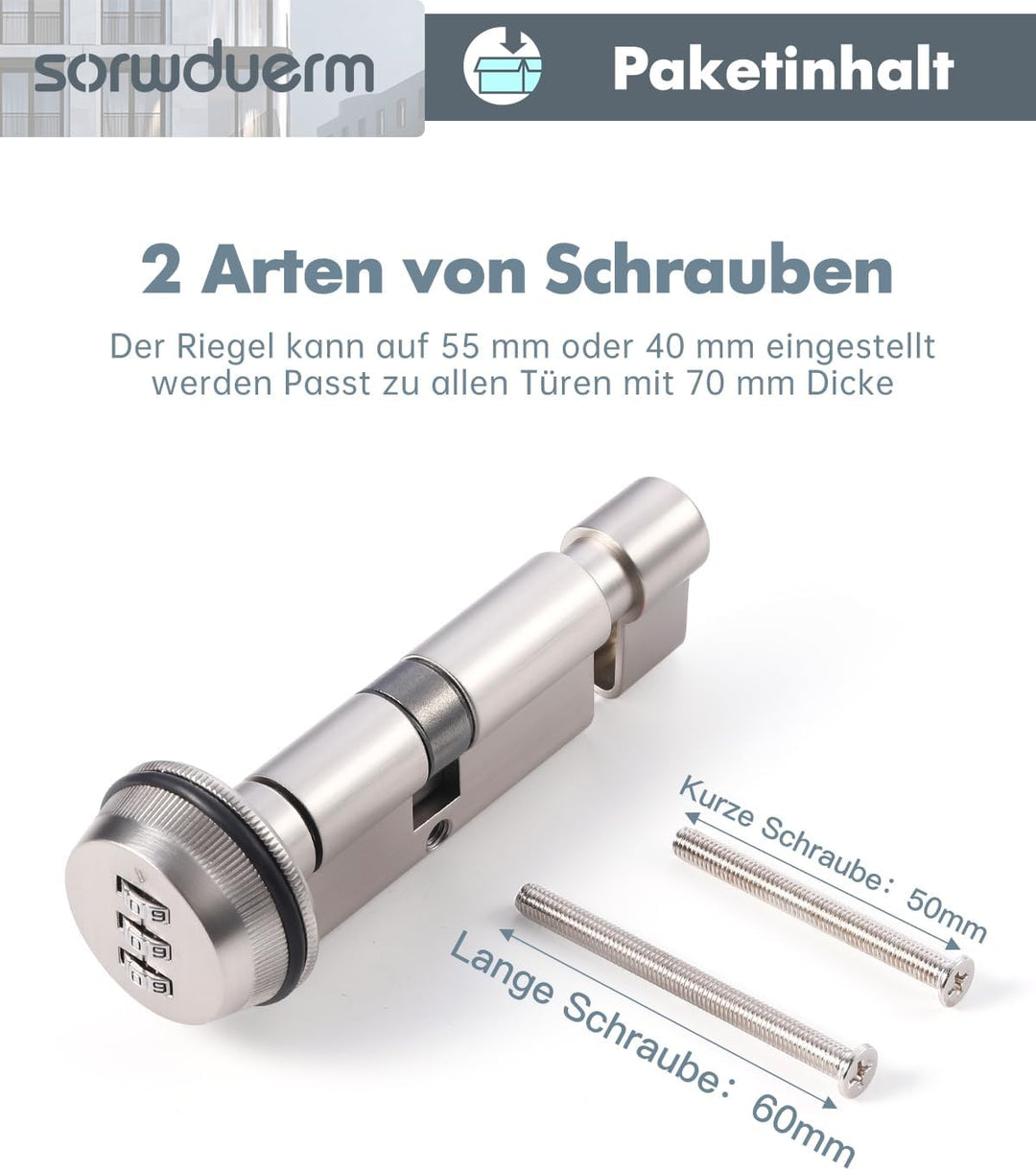 65mm(32.5/32.5T) Silber Daumen Drehen Euro-Zylinder Tür Barrel Lock Anti-Bump Anti Drill hohe Sicher