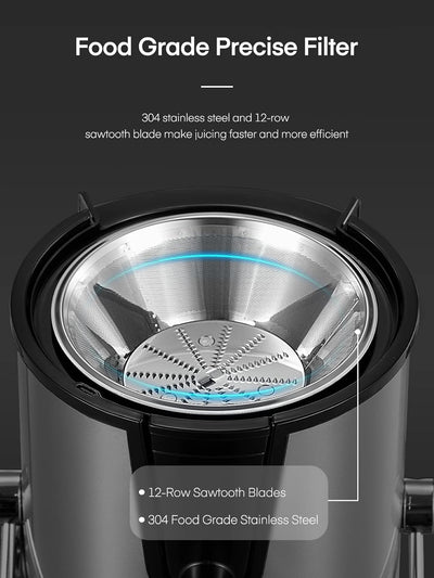 FOHERE Entsafter für Obst und Gemüse in Edelstahl, 400W Zentrifugaler Entsafter 65 MM Einfüllöffnung