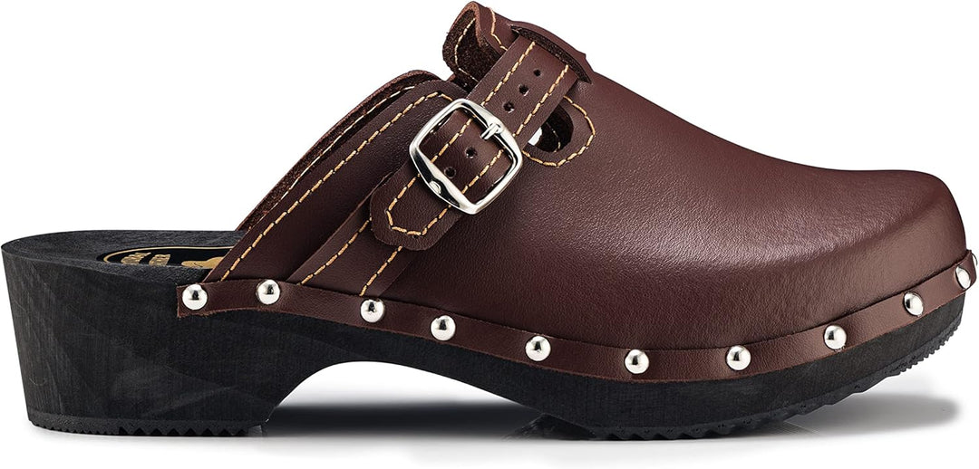 ESTRO Clogs Damen Holz Leder - Clogs Herren Holzschuhe Herren Holzclogs Damen mit rutschfest Sohle C