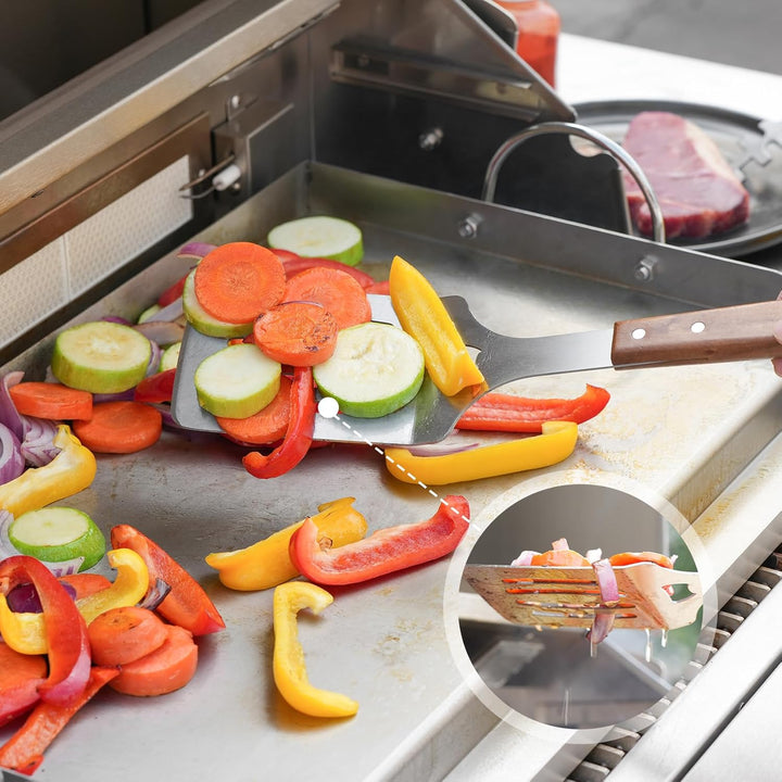 onlyfire Grillbesteck Set 4-TLG, Grill Zubehör Set Enthält Grillzange, Grillwender, Fleischgabel und