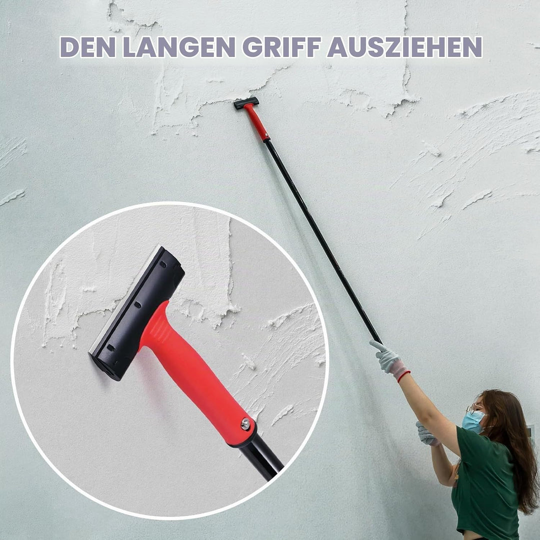 FOSHIO Tapeten Schaber LangGriff Tapetenentferner 4"Schaber mit 20PCS Klinge Tapetenschaber Und 150c
