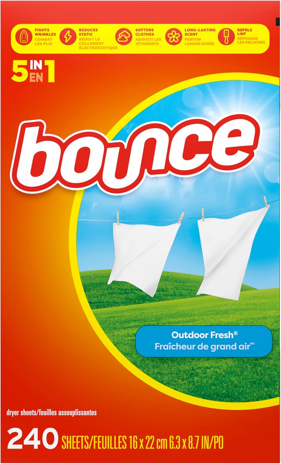 Bounce (Outdoor Fresh) Sheets, 240 Count - Trocknertücher 240 Tücher aus USA 1 stück (240er Pack), 1