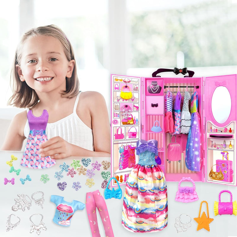 92 Stück Kleidung Schmuck Zubehör für Puppen Kleiderschrank für 11,5 Zoll Puppe - Modedesign Puppen