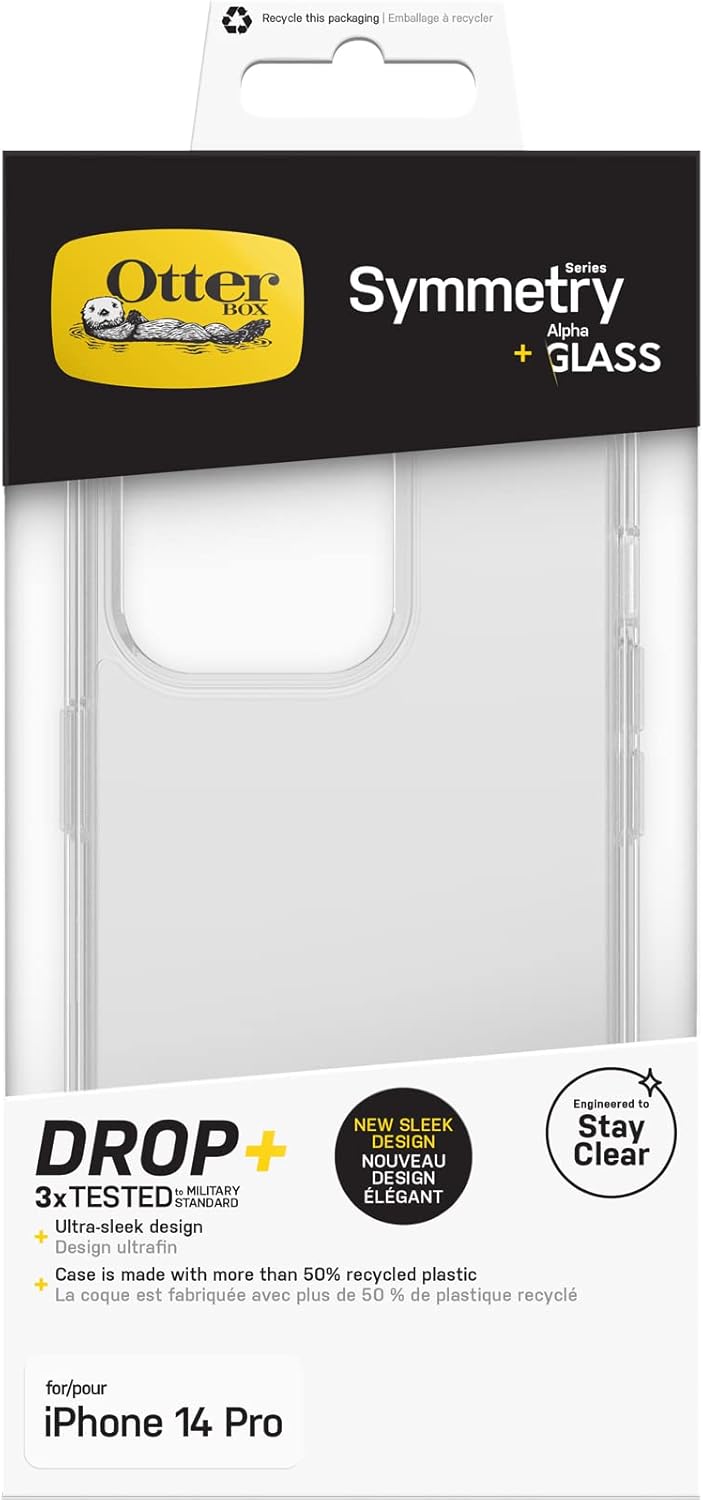 OtterBox Sturzschutz Bundle für iPhone 14 Pro, Symmetry Clear Hülle 3X getestet nach Militärstandard
