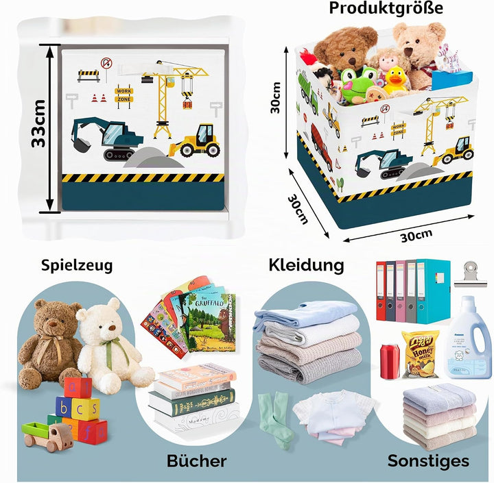 Clastyle 3 Stück Autos Aufbewahrungsbox Stoff für Kallax Faltbar Aufbewahrungskorb Klein Schrank Org