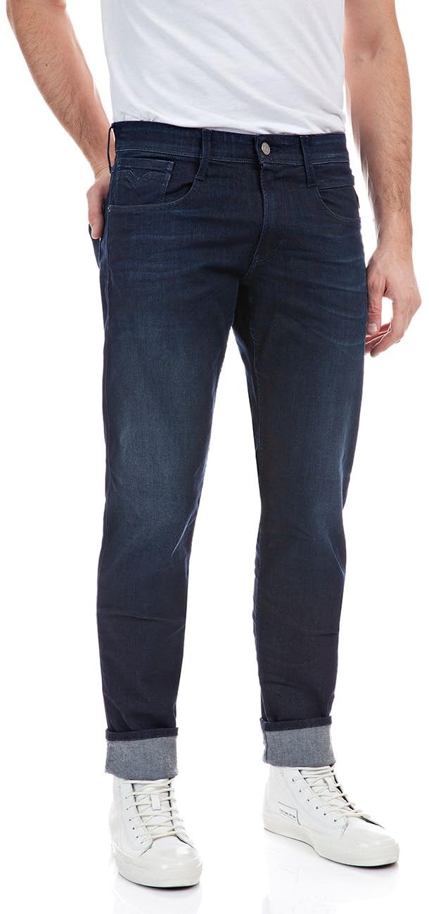 Replay Herren Jeans Anbass Slim-Fit mit Comfort Stretch 30W / 32L Blu (Blu Scuro 781), 30W / 32L Blu