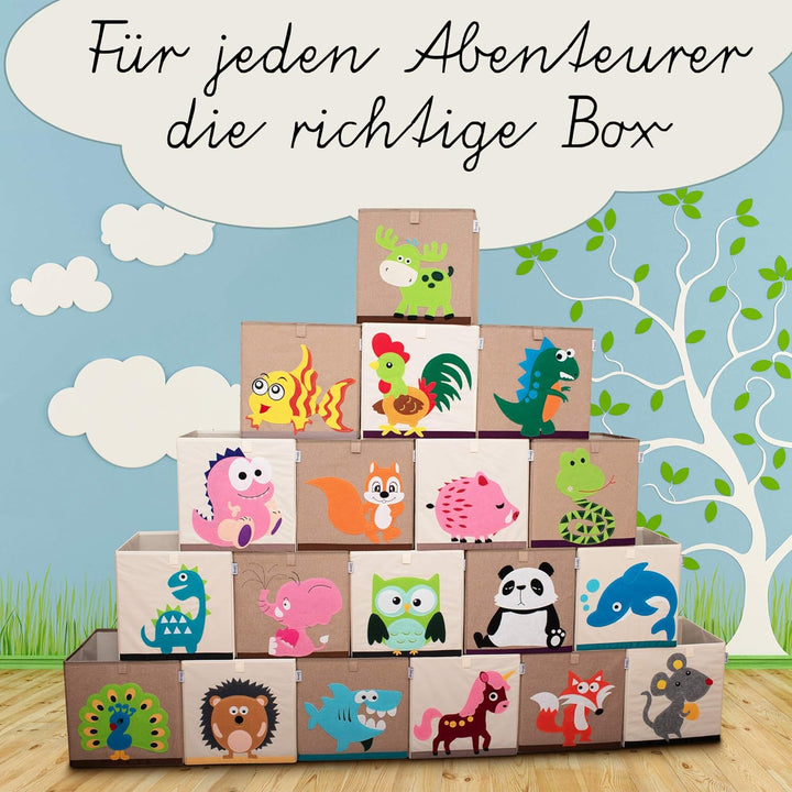 Aufbewahrungsbox Kinder mit Löwe Motiv I Spielzeugbox mit Tiermotiv passend für Würfelregale I Ordnu