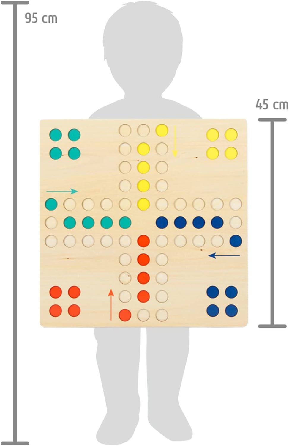 small foot Ludo XL aus Holz für Vier Spieler, Gesellschaftsspiel für die ganze Familie im Grossforma