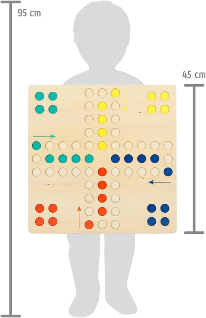 small foot Ludo XL aus Holz für Vier Spieler, Gesellschaftsspiel für die ganze Familie im Grossforma