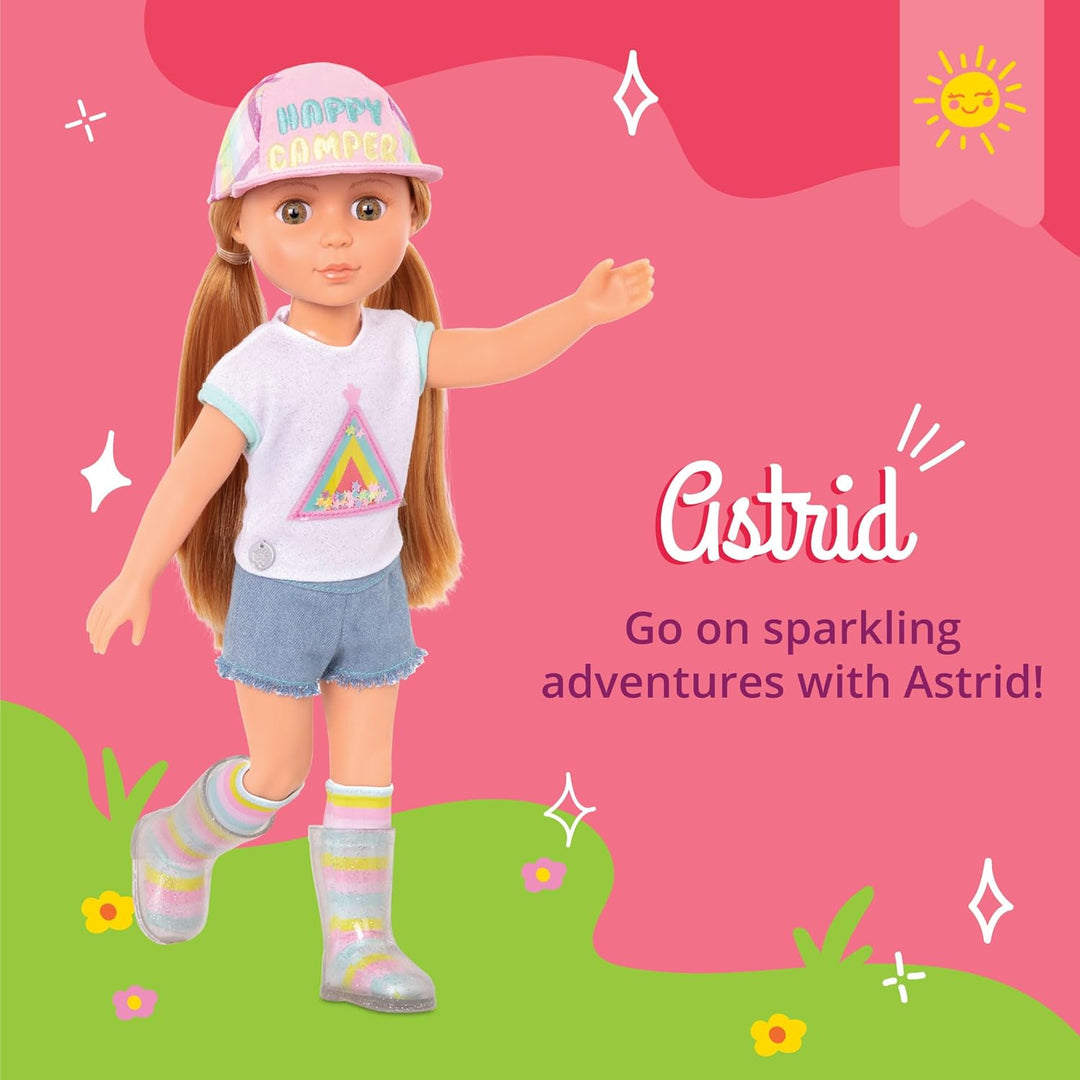 Glitter Girls Puppe Astrid – Bewegliche 36 cm Puppe mit Puppenkleidung, Zubehör und roten Langen Haa