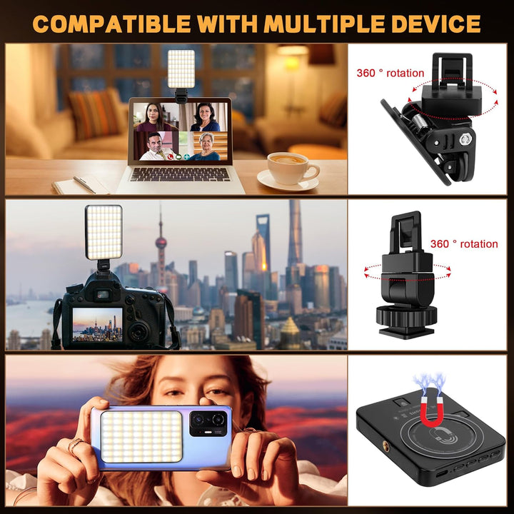 Selfie Licht mit 128 LED Lampenperlen Handylicht 3000-6500K Videolicht 3 Lichtmodi und 10-Stufiges D