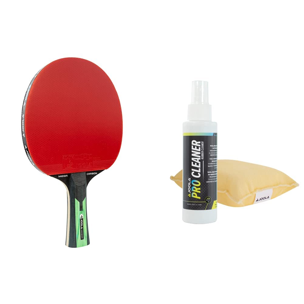 Joola TT-Schläger Mega Carbon Tischtennisset, 2,0 MM Schwamm & Tischtennis Reinigungsset PRO Cleaner