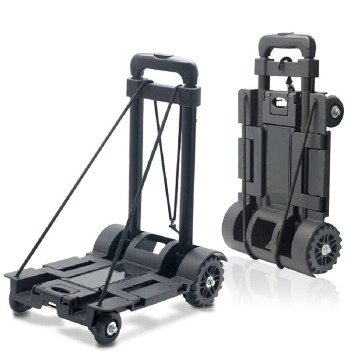 Faltbarer Sackkarre, 65 kg, robuste 4 Räder, tragbare Sackkarre, Leichter Reisewagen mit Bindegürtel