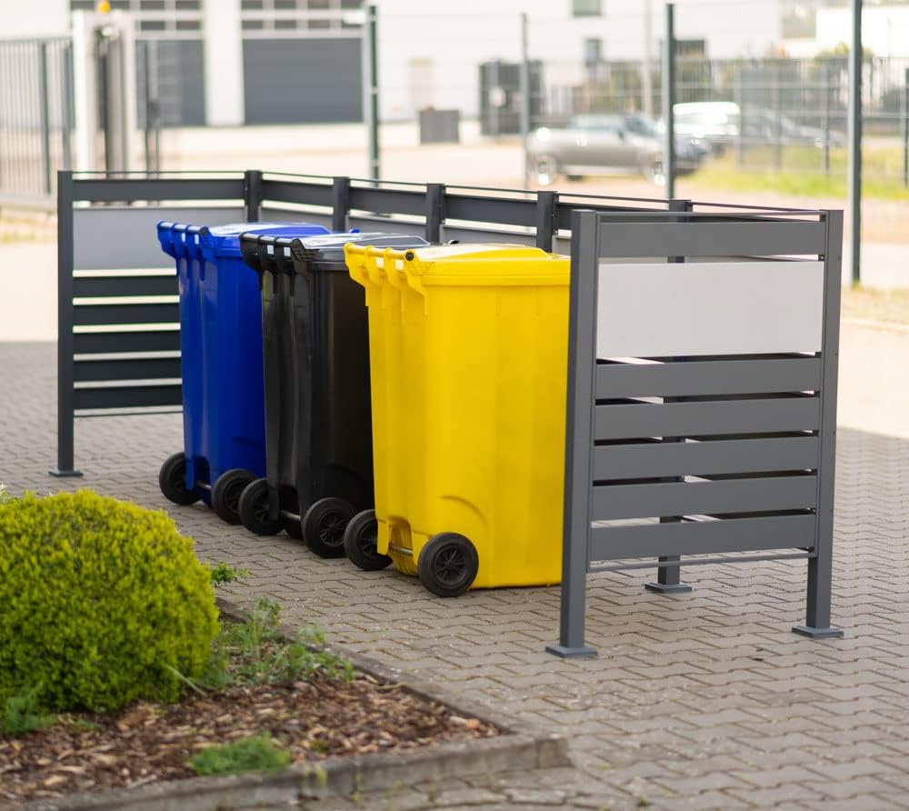 WESTMANN 5er Mülltonnenverkleidung Planum | Metall 400x90x120 cm Grau/Hellgrau | Mülltonnen Sichtsch