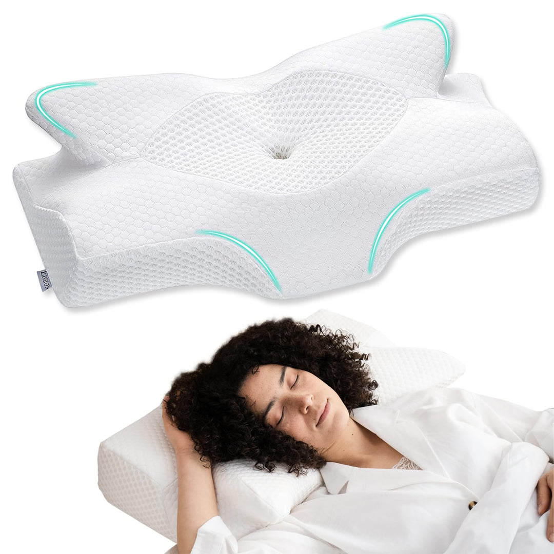 Elviros Orthopädisches Nackenkissen aus Memory Foam, Ergonomisches Kopfkissen Nackenschmerzen, für R